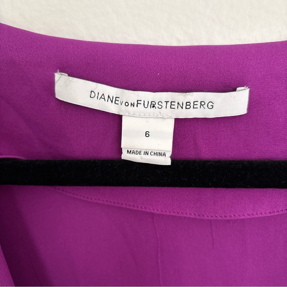 Diane Von Furstenberg Balisi Vivid Purple Wrap Midi Dress - Picture 3 of 13